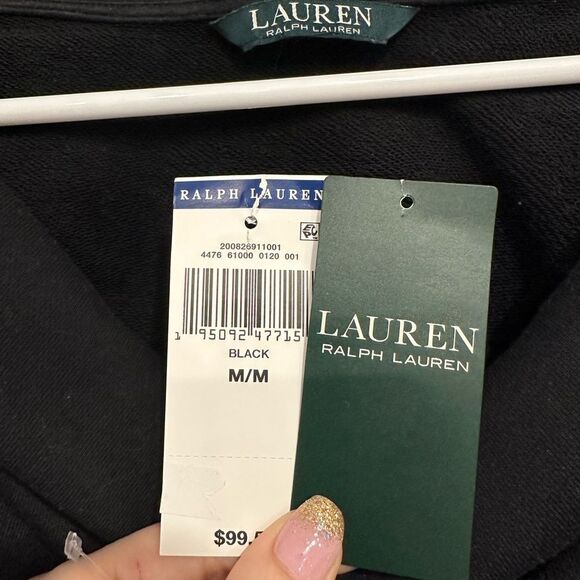 Lauren Ralph Lauren black hooded asymmetric wrap front tunic size Medium - Picture 5 of 6